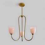 Brass & Rose Glass Chandelier