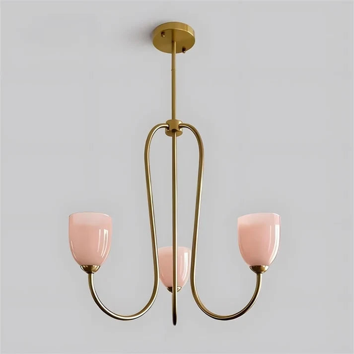 Brass & Rose Glass Chandelier