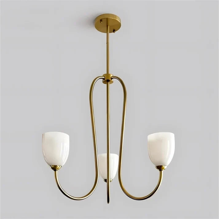 Brass & Rose Glass Chandelier