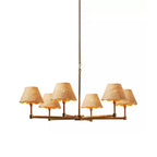 Brass & Scalloped Rattan Chandelier