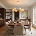 Brass & Scalloped Rattan Chandelier