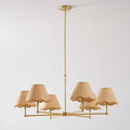 Brass & Scalloped Rattan Chandelier