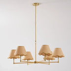 Brass & Scalloped Rattan Chandelier