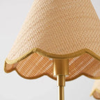 Brass & Scalloped Rattan Chandelier
