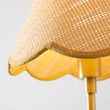 Brass & Scalloped Rattan Chandelier