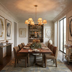 Brass & Scalloped Rattan Chandelier