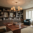 Brass & Scalloped Rattan Chandelier