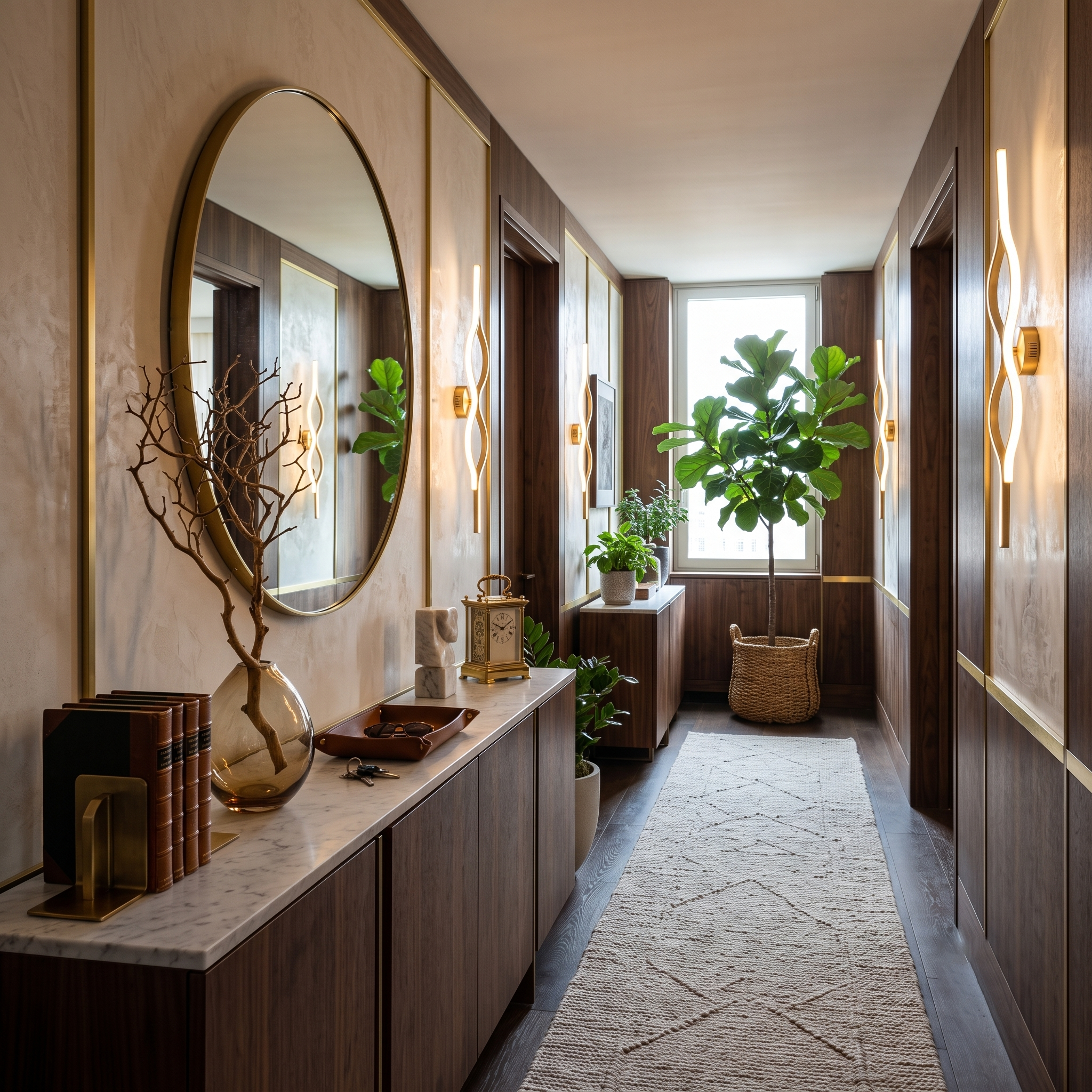 Brass and Silica Gel Linear Sconce