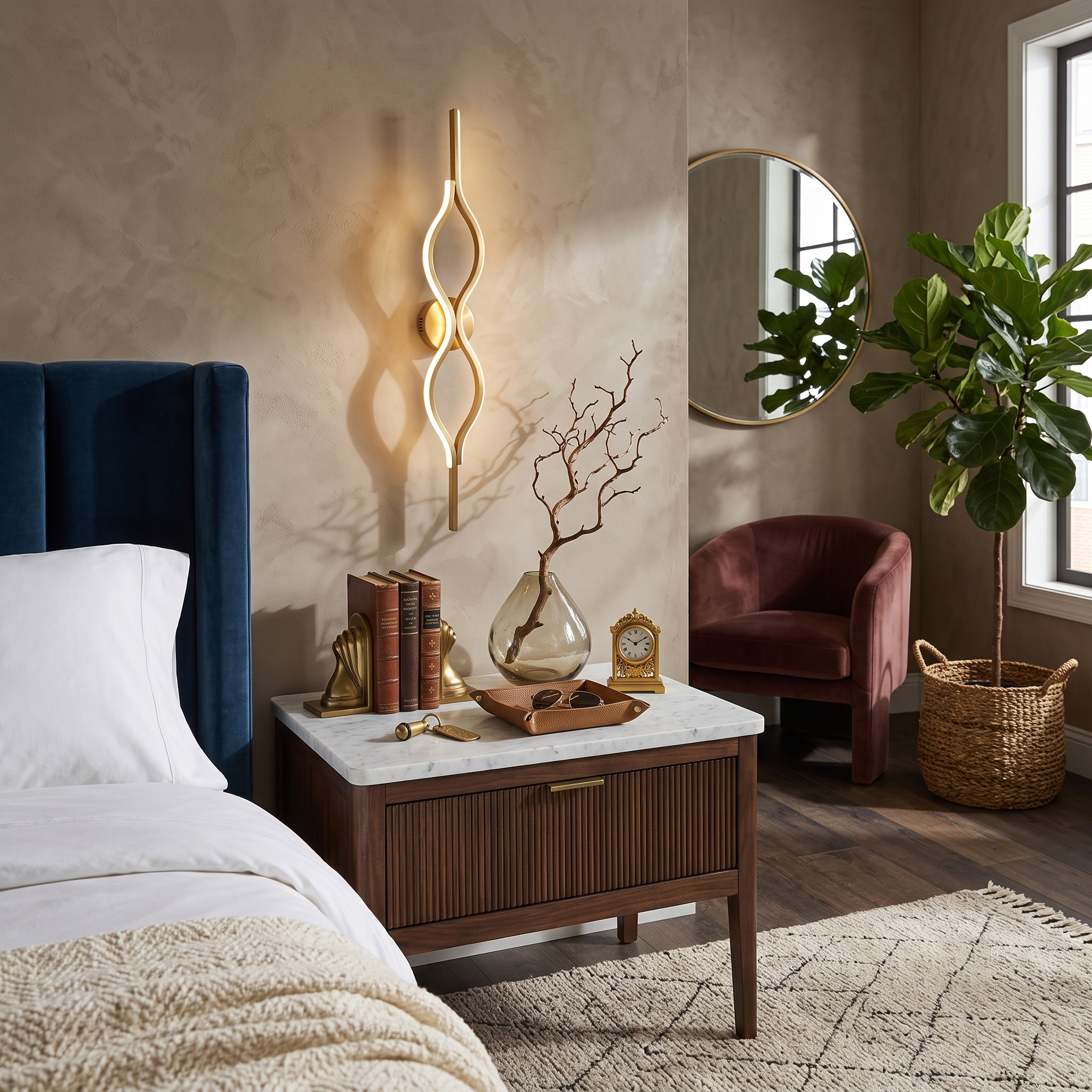 Brass and Silica Gel Linear Sconce