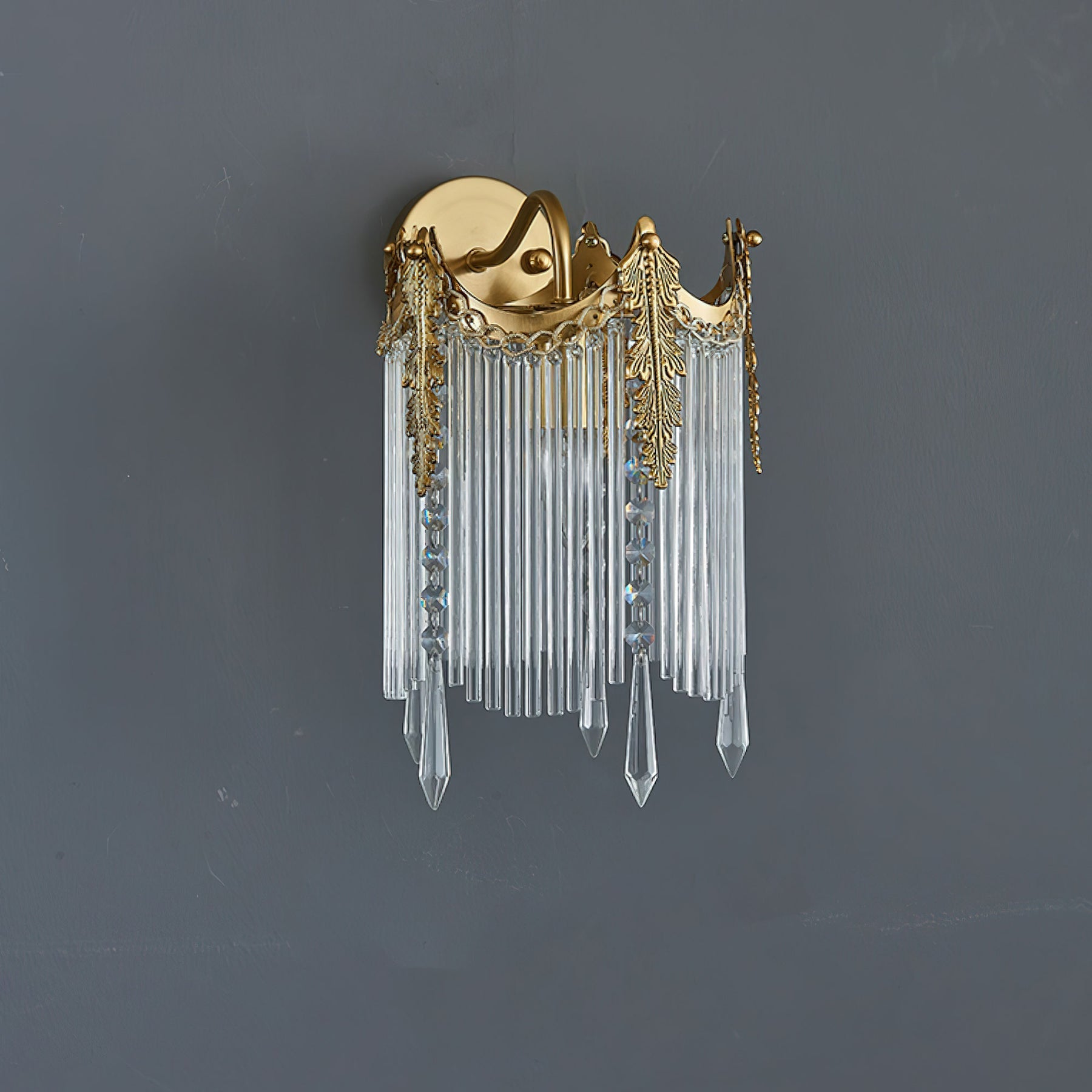 Brass and Crystal Fringe Sconce