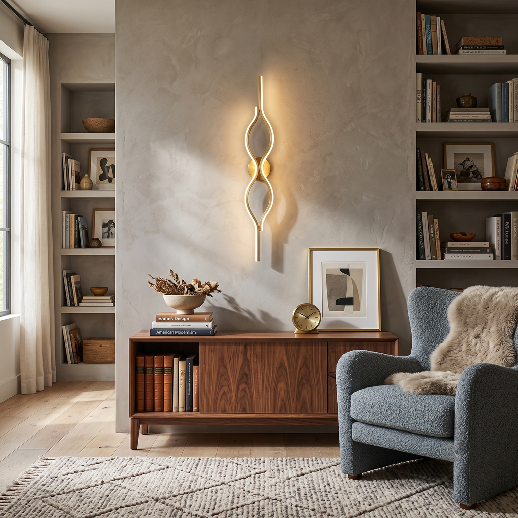 Brass and Silica Gel Linear Sconce