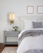 Modern Alabaster Wall Sconce in Master Bedroom Setting