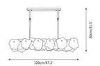 Modern Natural Shell Linear Pendant Light Line Art Dimension Diagram