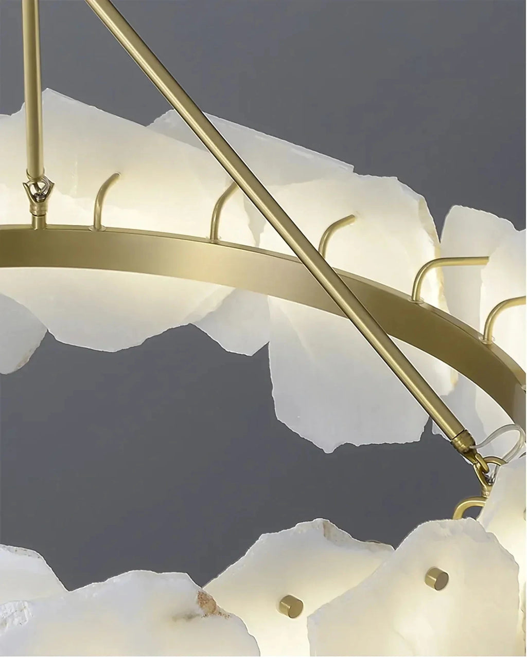 Close Up View of Brass Ring Frame and Suspension Hardware