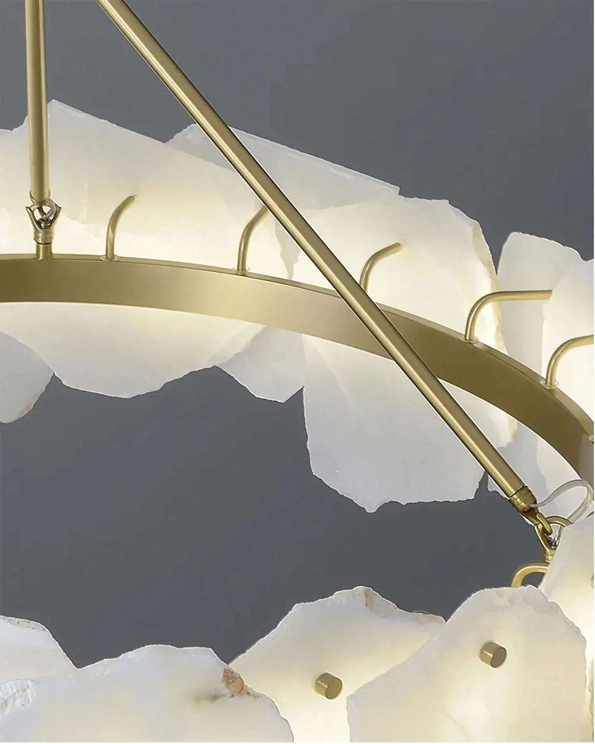 Close Up View of Brass Ring Frame and Suspension Hardware