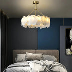 Modern Art Glass Ring Chandelier in Master Bedroom Setting