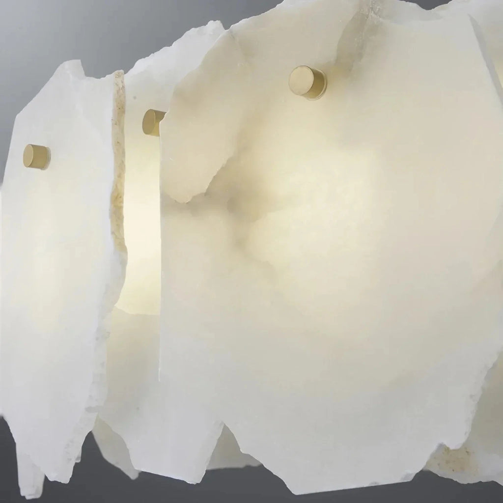 Close Up View of Illuminated Natural Shell Art Glass Shades
