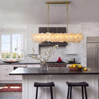 Modern Natural Shell Linear Pendant Over Kitchen Island