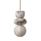 Front View of Modern Natural Marble Geometric Stacked Art Pendant Light Studio Shot