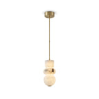Illuminated Modern Natural Marble Geometric Stacked Pendant Light with Rod Studio Display