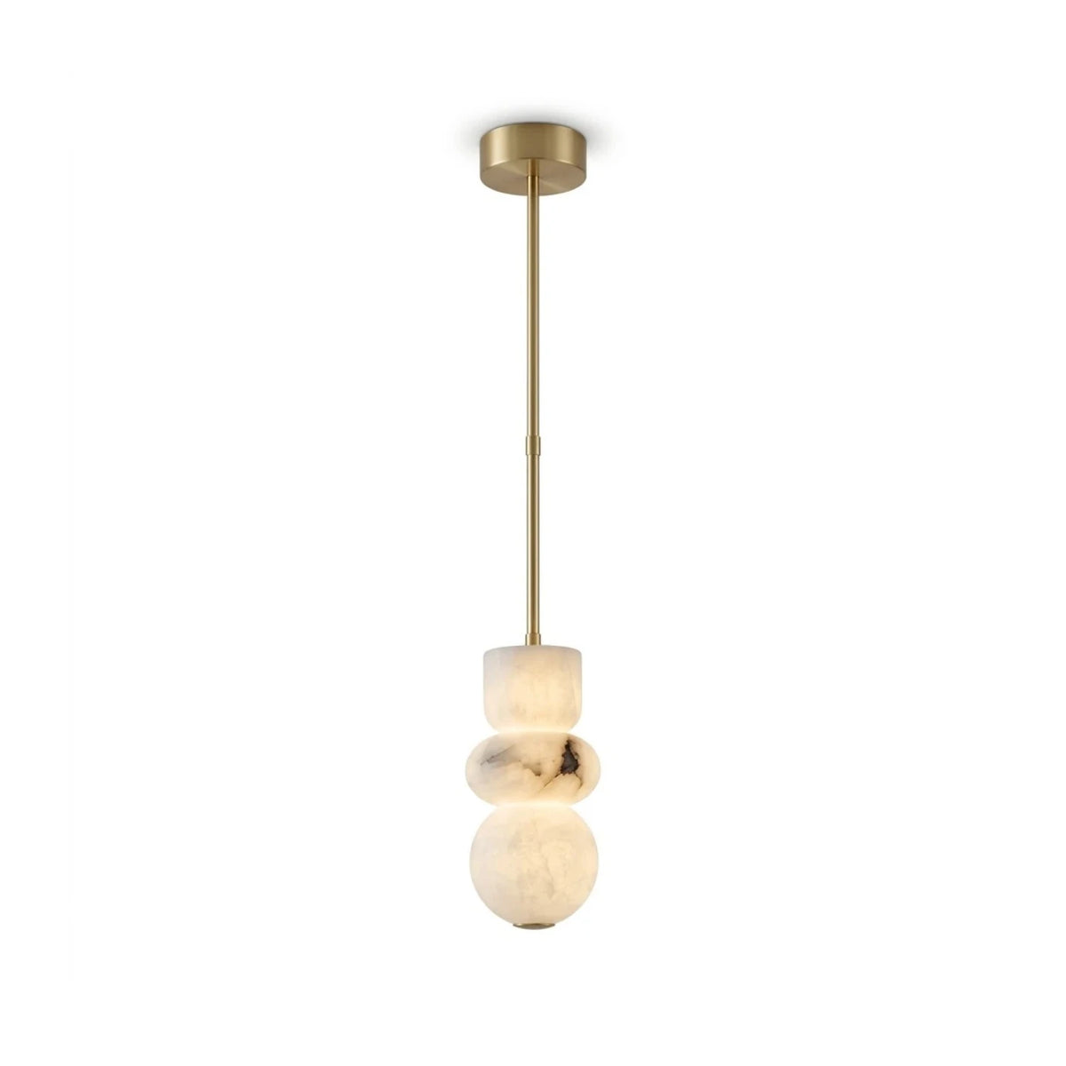 Illuminated Modern Natural Marble Geometric Stacked Pendant Light with Rod Studio Display