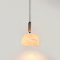 Illuminated Modern Natural Marble Dome Pendant Light on Clean Background