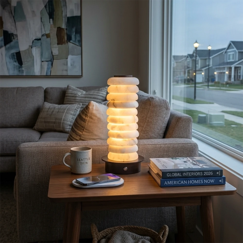 Calla Alabaster Stacking Table Lamp