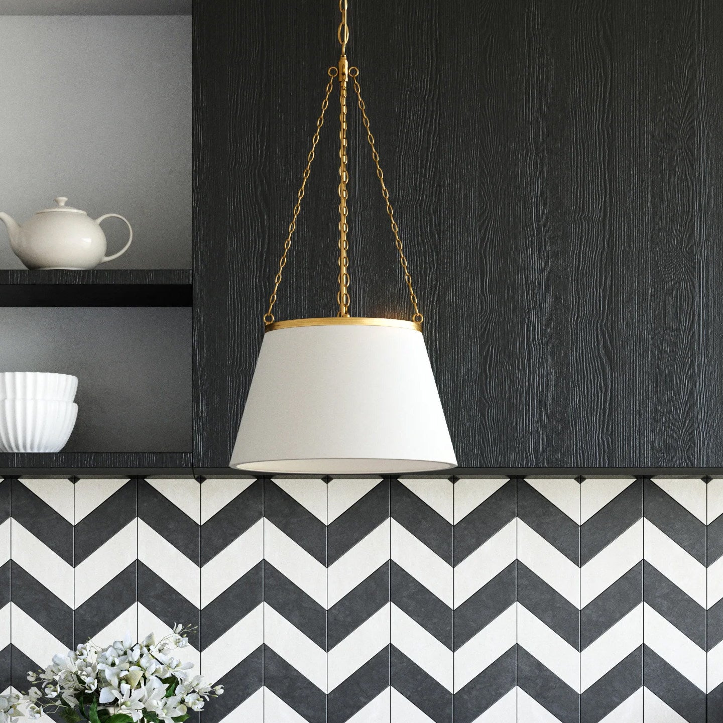 Callista Fabric Tapered Pendant Lamp