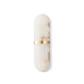 Modern Natural Alabaster Capsule Art Wall Sconce with Brass Band on Pure White Background