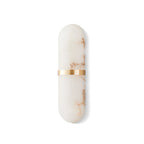 Modern Natural Alabaster Capsule Art Wall Sconce with Brass Band on Pure White Background