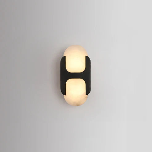 Illuminated Modern Short Alabaster Wall Sconce Studio Display