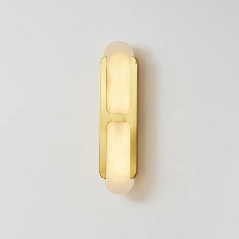 Modern Brass and Alabaster Dual-Light Wall Sconce Studio Shot