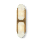 Modern Brass and Alabaster Dual-Light Wall Sconce on Pure White Background