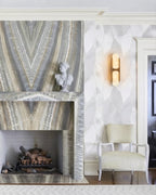 Modern Alabaster Wall Sconce Over Fireplace Mantel