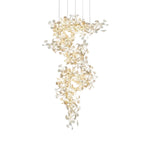 Modern Cascading Ginkgo Leaf Art Glass Chandelier on Pure White Background