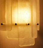 Close Up View of Textured Ice Glass Panels and Brass Fasteners
