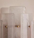 Close Up View of Layered Art Glass Panels and Hardware