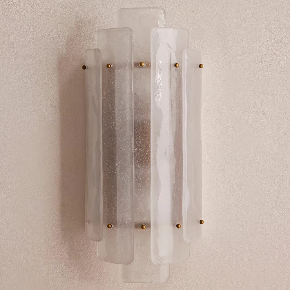 Illuminated Modern Tiered Art Glass Wall Sconce Studio Display