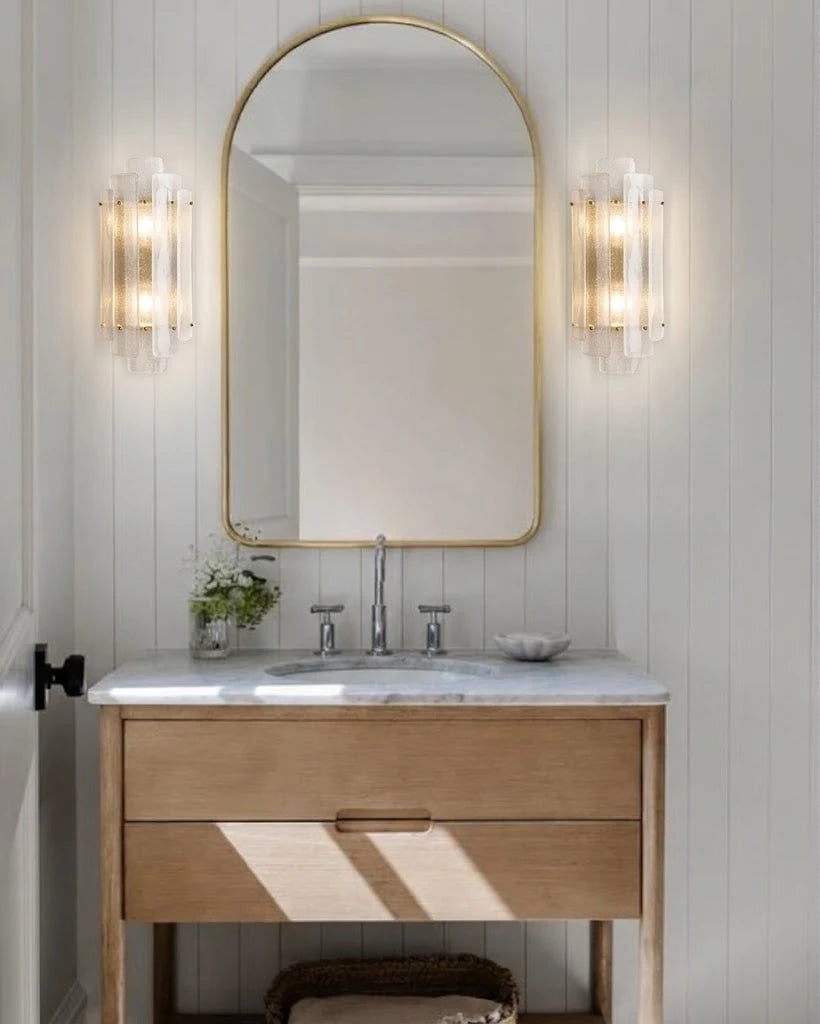 Modern Tiered Art Glass Wall Sconces in Bathroom Vanity Interior