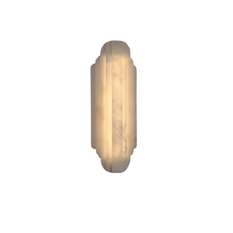 Modern Tiered Alabaster Art Glass Wall Sconce on Pure White Background