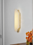 Modern Alabaster Art Glass Wall Sconce Mounted on White Wall