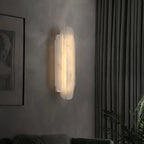 Illuminated Modern Tiered Alabaster Art Glass Wall Sconce Studio Display