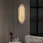 Modern Alabaster Art Glass Wall Sconce in Contemporary Living Room