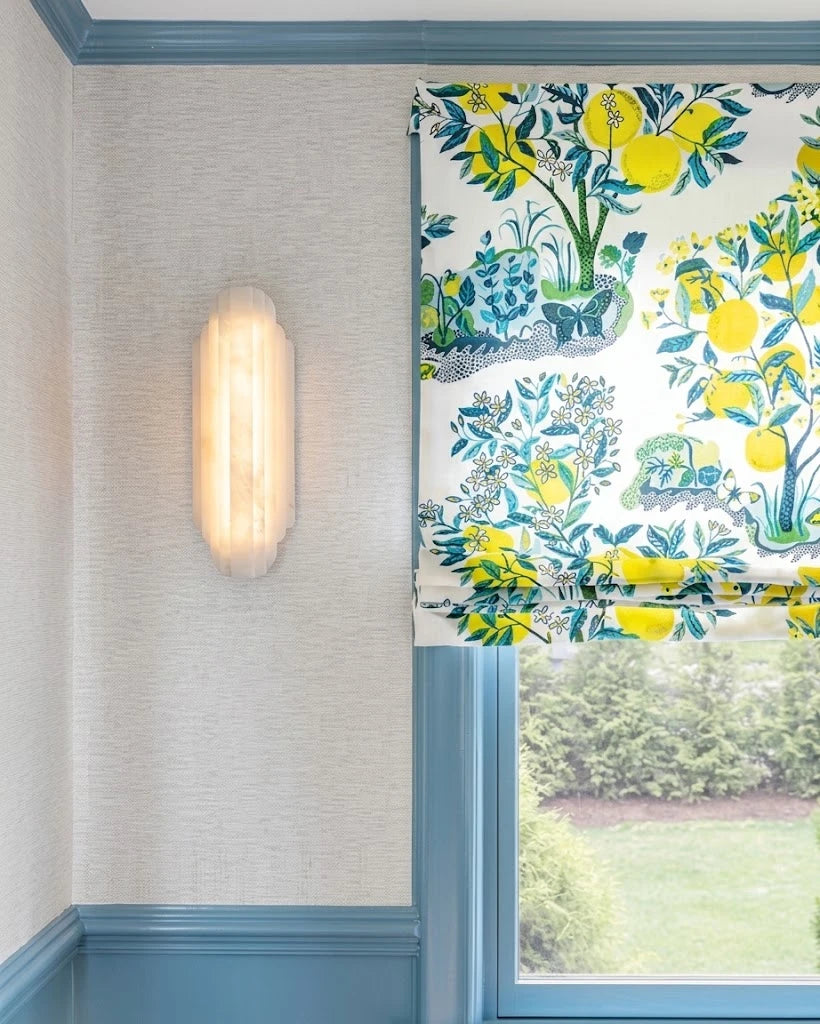 Modern Tiered Alabaster Art Glass Wall Sconce in Bright Interior