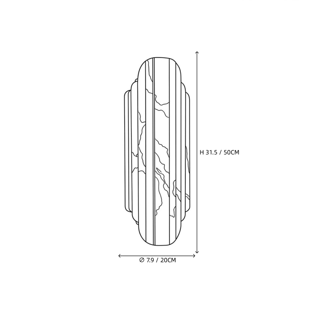 Modern Tiered Alabaster Art Glass Wall Sconce Line Art Dimension Diagram