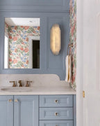 Modern Alabaster Wall Sconce in Bathroom Vanity Setting