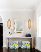 Modern Tiered Alabaster Art Glass Wall Sconces in Entryway Foyer