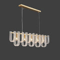 Illuminated Modern Brass Fluted Art Glass Single-Row Linear Chandelier Studio Shot