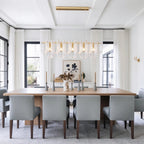 Modern Fluted Art Glass Single-Row Linear Chandelier in Formal Dining Room