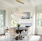 Modern Brass Fluted Art Glass Single-Row Linear Chandelier in Elegant Dining Area